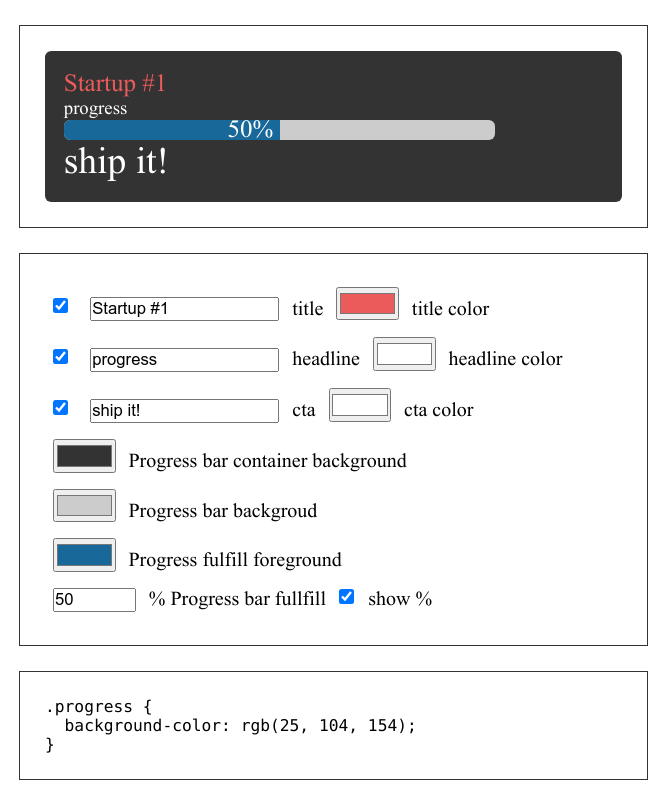 progress bar generator control pannel